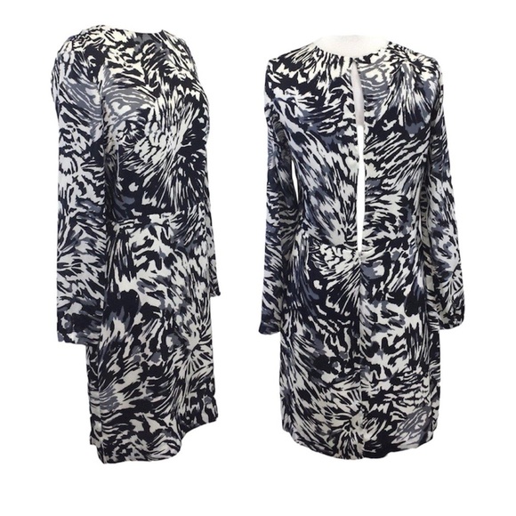 NWT Adam By Adam Lippes Women’s Black & White LS Printed Sheath Mini Dress  0 - Picture 1 of 16